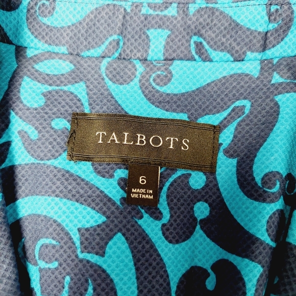 Talbots Aqua Blue Medallion Print 2-Button Front Career Blazer P3317 - Picture 7 of 9